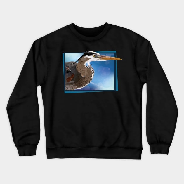 Blue heron Crewneck Sweatshirt by obscurite